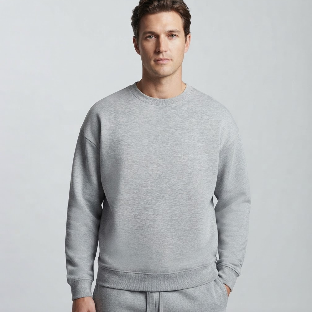 Bluza unisex crewneck – dzianinowa, ocieplana, fason przez głowę, jesień i zima