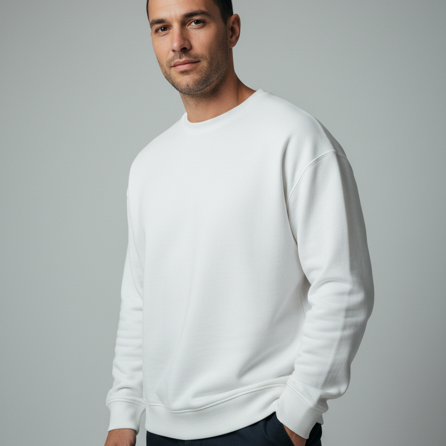 Bluza unisex crewneck – dzianinowa, ocieplana, fason przez głowę, jesień i zima