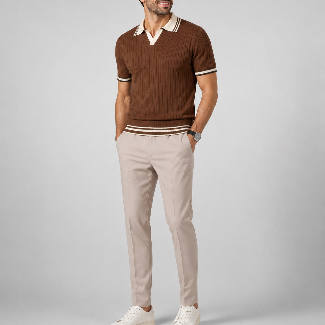 Komplet Polo i Spodni Tapered – Smart Casual, Dopasowany Krój Na Co Dzień
