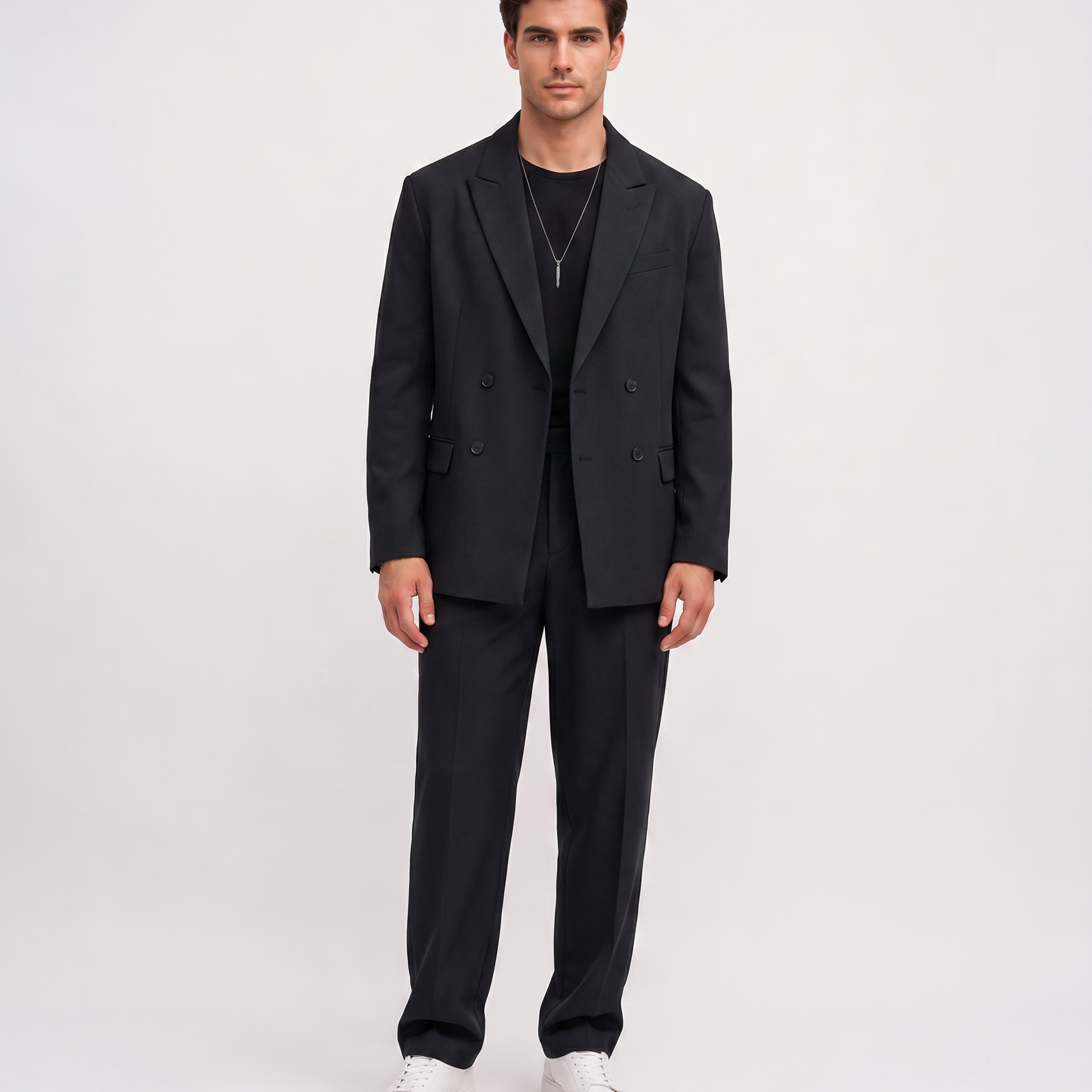 Garnitur dwuczęściowy - swobodny krój nowoczesna elegancja casual premium styl biznesowy