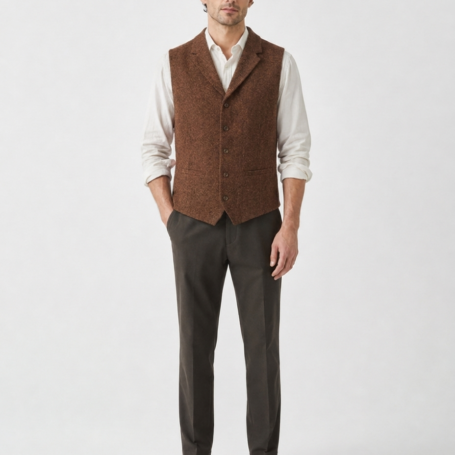 Kamizelka Formalna – Krój Slim Fit Zapięcie na Guziki Na Wesele i Smart Casual