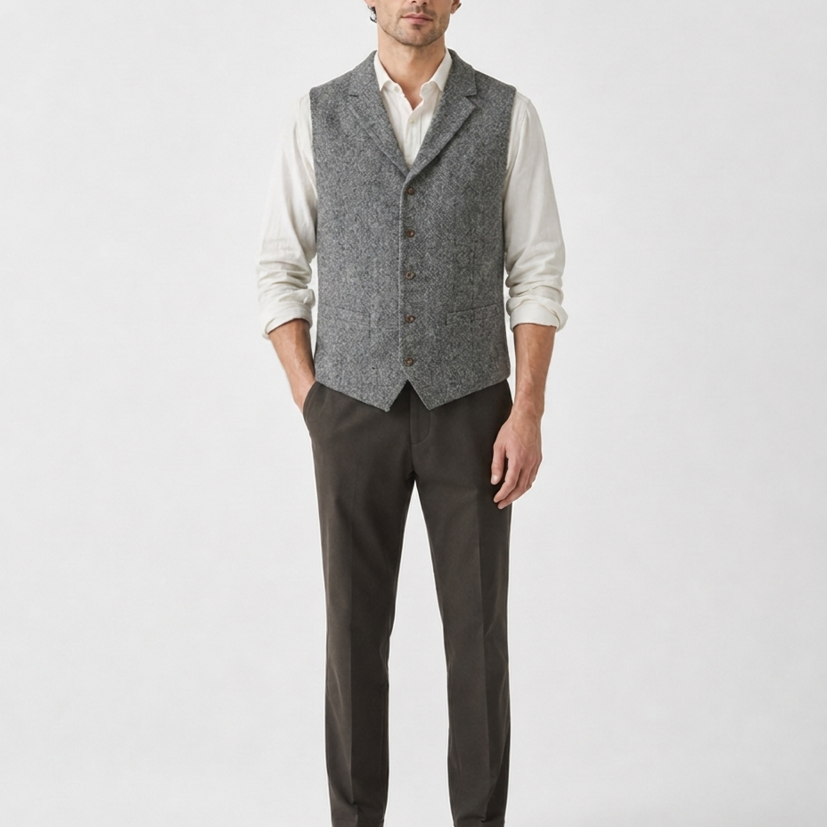 Kamizelka Formalna – Krój Slim Fit Zapięcie na Guziki Na Wesele i Smart Casual