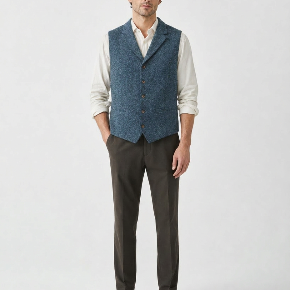 Kamizelka Formalna – Krój Slim Fit Zapięcie na Guziki Na Wesele i Smart Casual