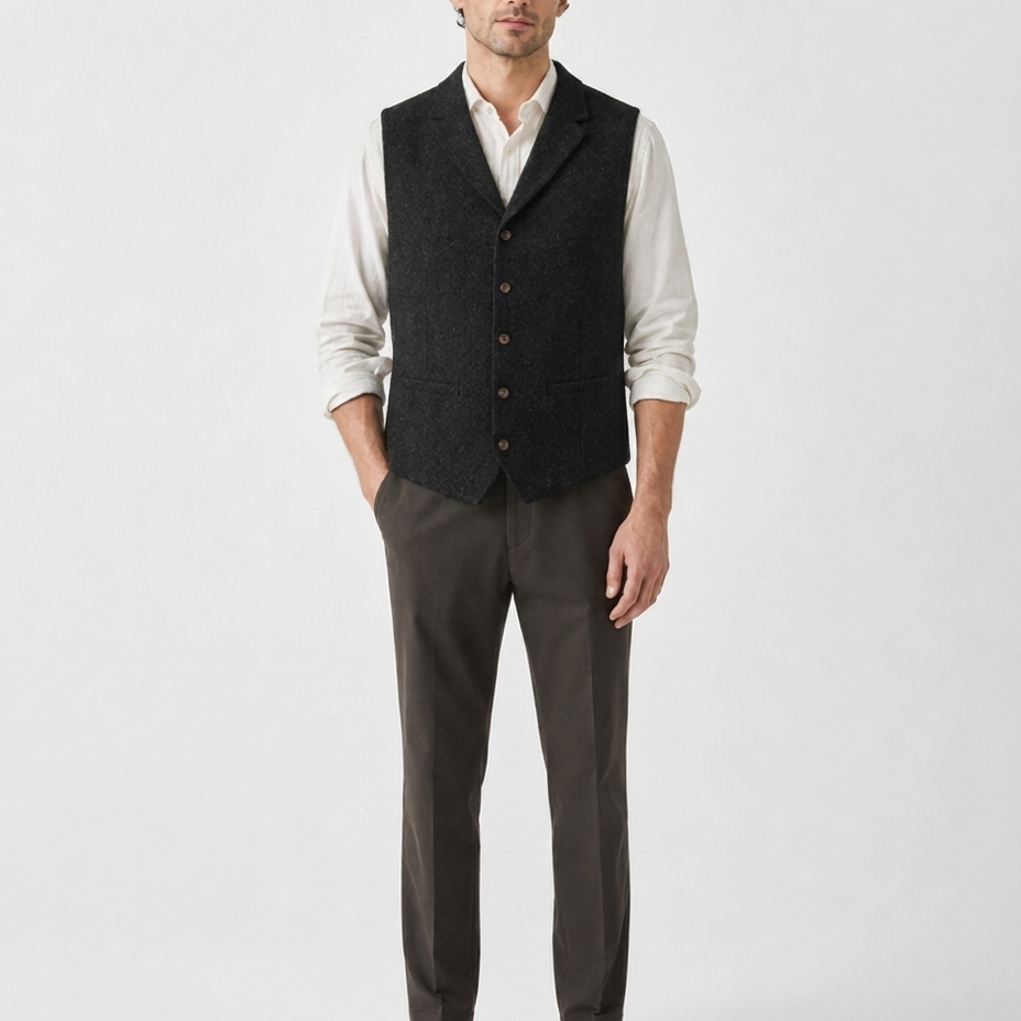 Kamizelka Formalna – Krój Slim Fit Zapięcie na Guziki Na Wesele i Smart Casual