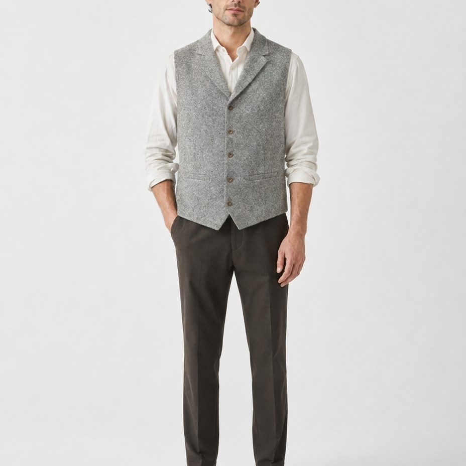 Kamizelka Formalna – Krój Slim Fit Zapięcie na Guziki Na Wesele i Smart Casual