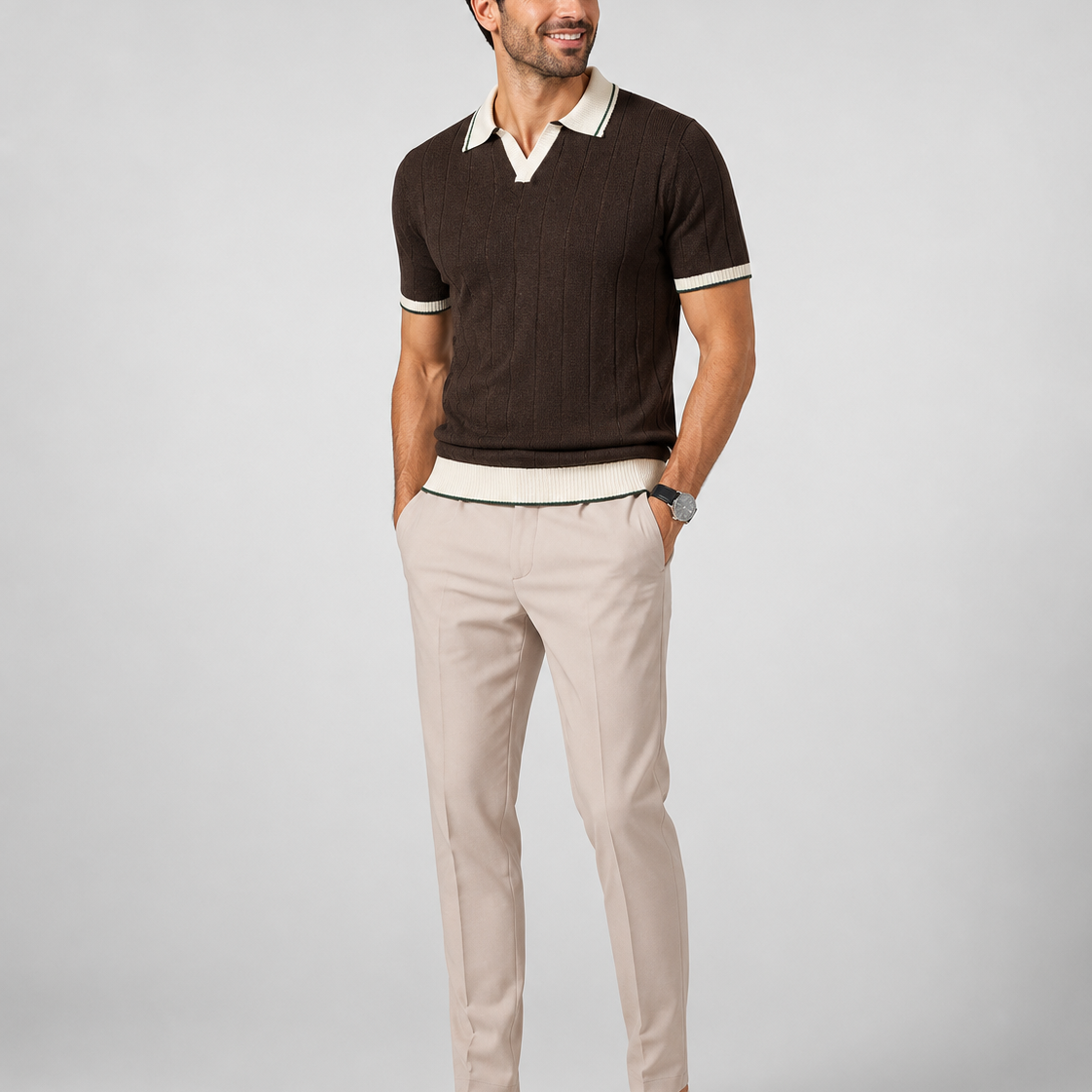 Komplet Polo i Spodni Tapered – Smart Casual, Dopasowany Krój Na Co Dzień