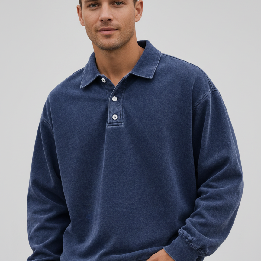Koszulka polo – Miękka tkanina, luźny krój oversize, długie rękawy