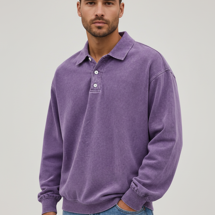 Koszulka polo – Miękka tkanina, luźny krój oversize, długie rękawy