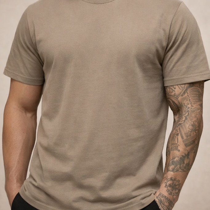 Męska Koszulka Slim Fit z Okrągłym Dekoltem, Dopasowany T-Shirt Męski na Co Dzień i do Stylizacji