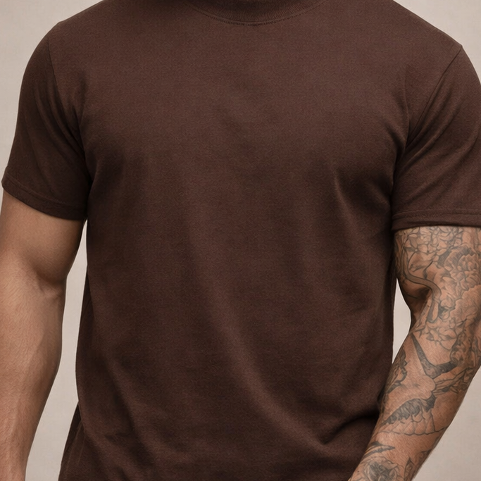 Męska Koszulka Slim Fit z Okrągłym Dekoltem, Dopasowany T-Shirt Męski na Co Dzień i do Stylizacji