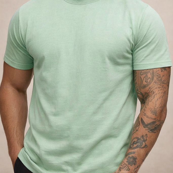 Męska Koszulka Slim Fit z Okrągłym Dekoltem, Dopasowany T-Shirt Męski na Co Dzień i do Stylizacji