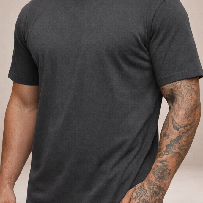 Męska Koszulka Slim Fit z Okrągłym Dekoltem, Dopasowany T-Shirt Męski na Co Dzień i do Stylizacji