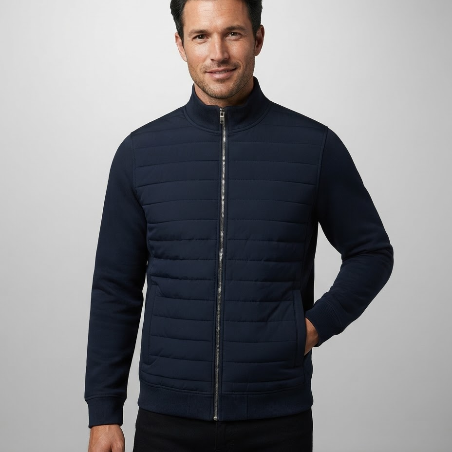 Męska kurtka hybrydowa – pikowany przód, regularny krój, styl smart casual