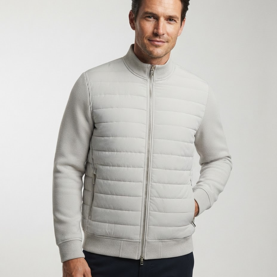 Męska kurtka hybrydowa – pikowany przód, regularny krój, styl smart casual