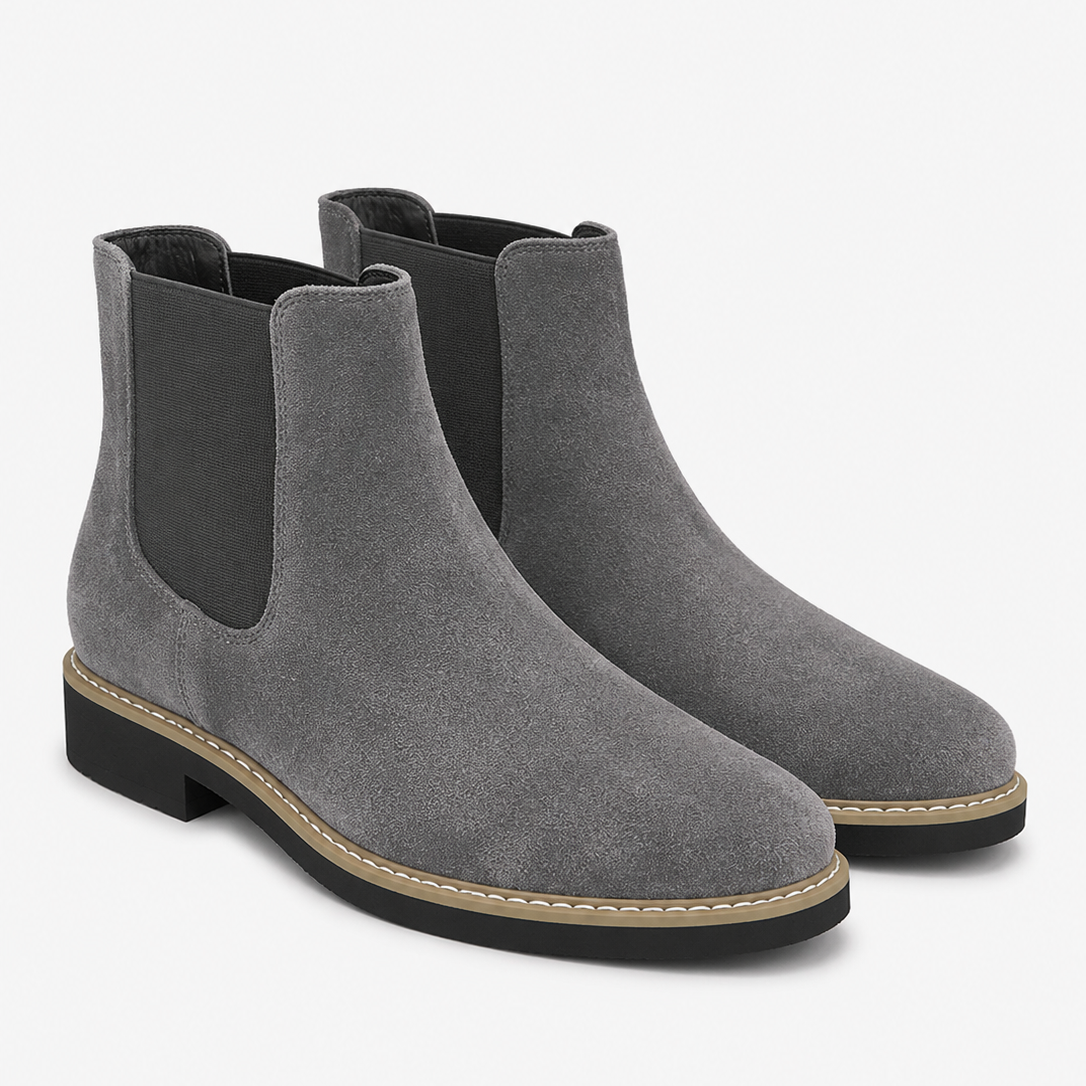 Męskie sztyblety z zamszu – fason Chelsea, elastyczne wstawki, smart casual