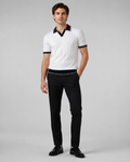 Męski zestaw polo i spodni – prążkowana faktura, krój tapered, smart casual