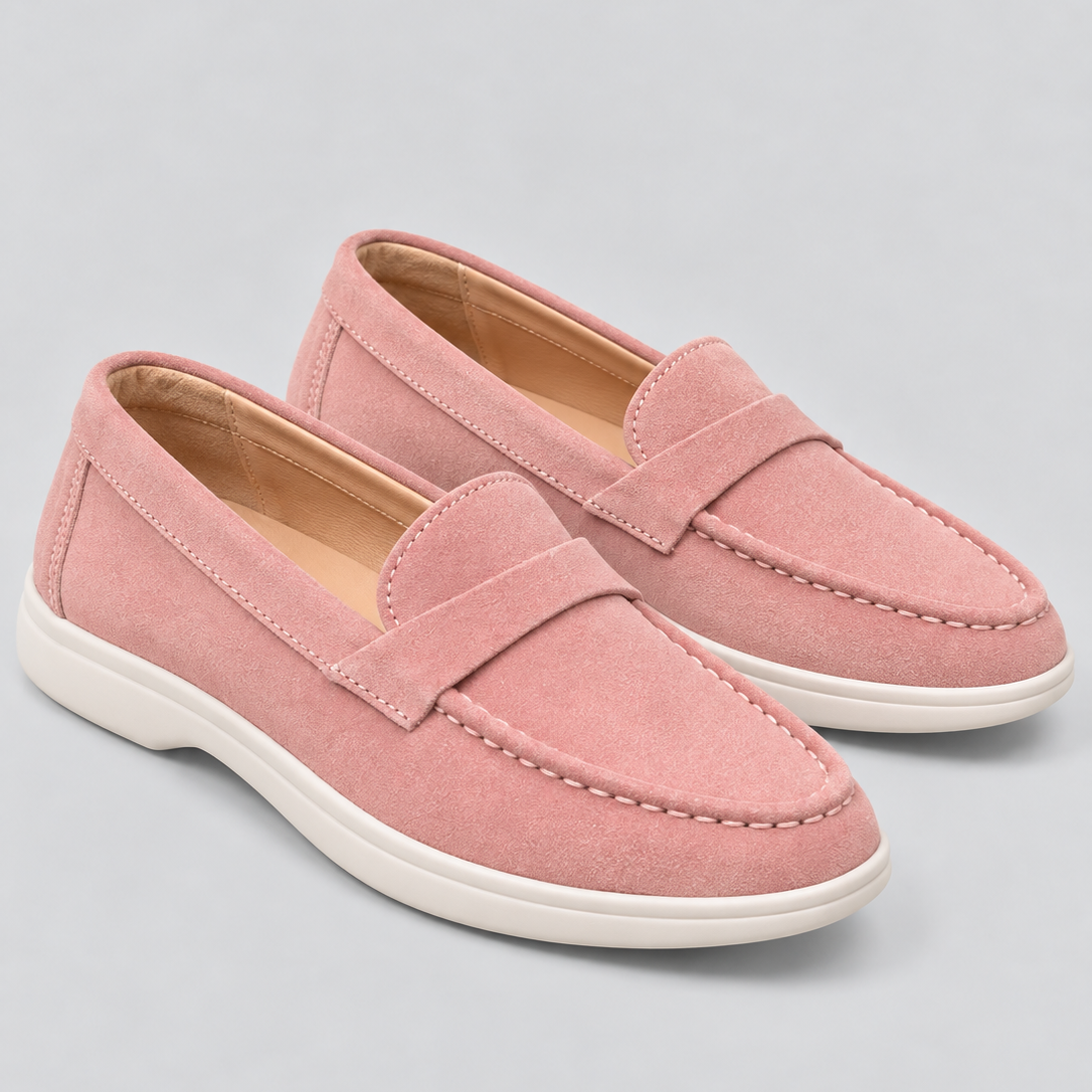 Mokasyny zamszowe – pasek penny, szycie moc-toe, elegancki fason na co dzień