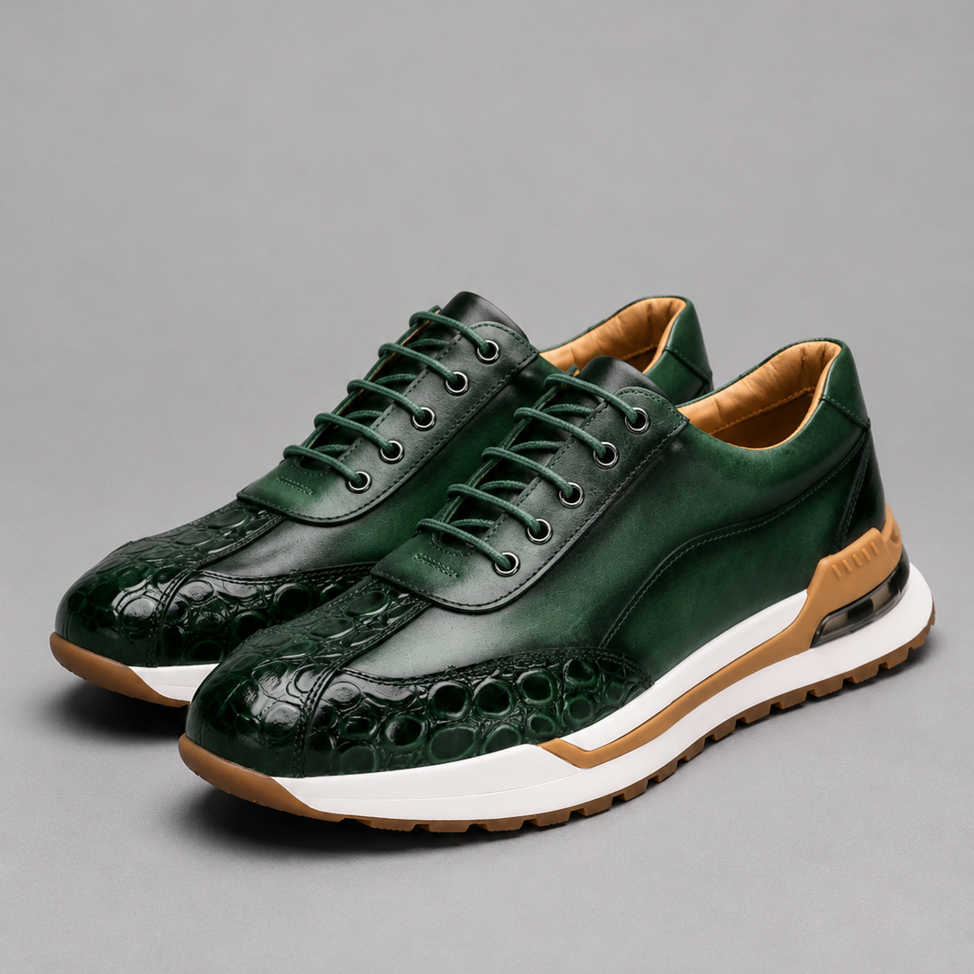 Sneakersy Męskie z Grubą Podeszwą – Sznurowane, Teksturowane, Na Co Dzień