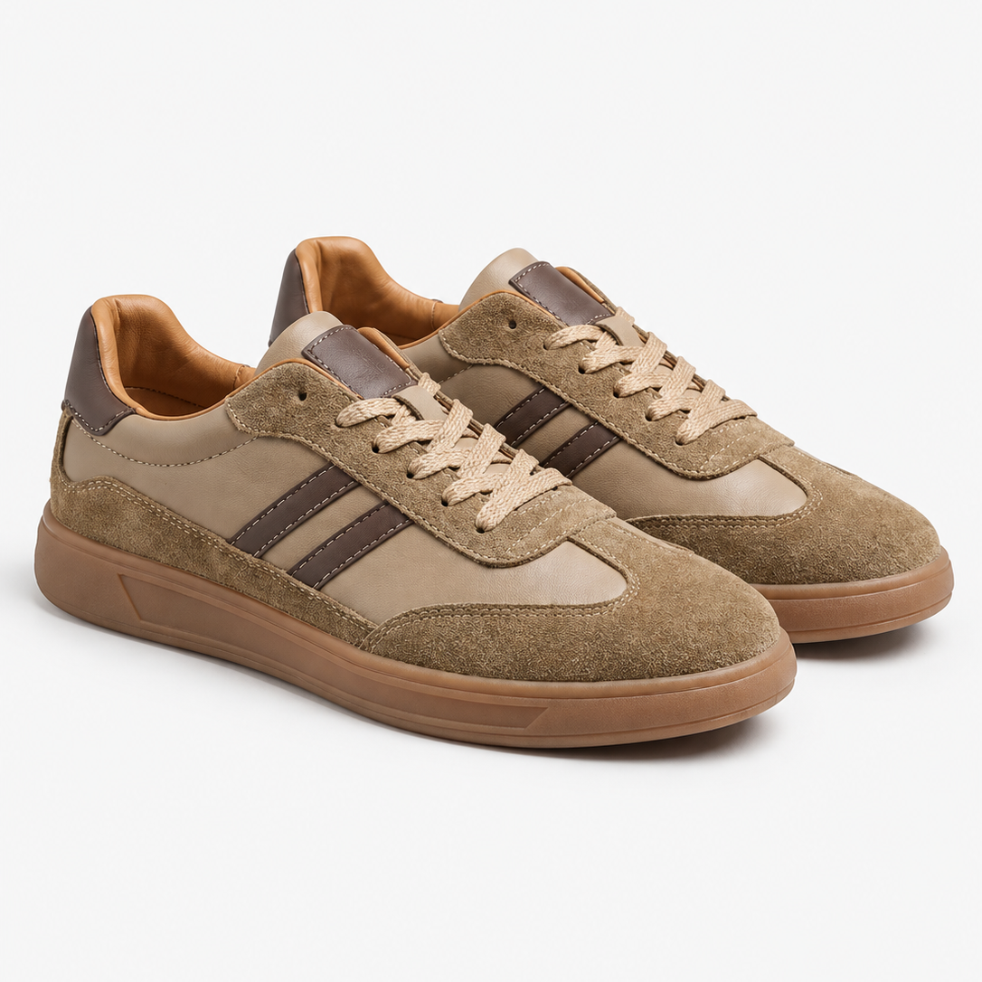 Sneakersy męskie – retro, siateczkowa cholewka, gumowa podeszwa, na co dzień