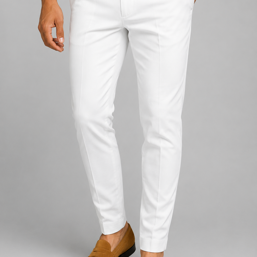 Spodnie Wizytowe Slim Fit – Zwężane Nogawki Średni Stan Do Biura i Spotkań