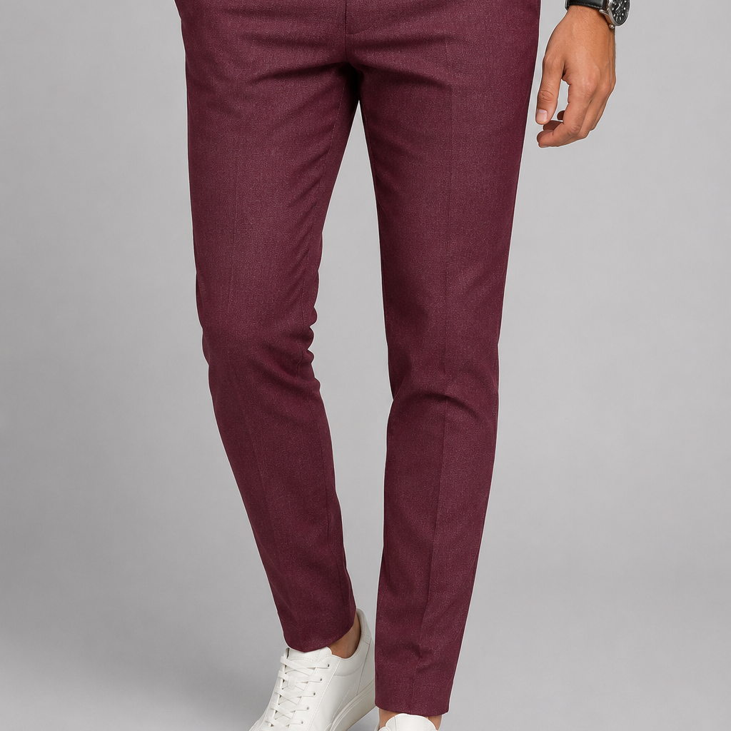Spodnie Wizytowe Slim Fit – Zwężane Nogawki Średni Stan Do Biura i Spotkań