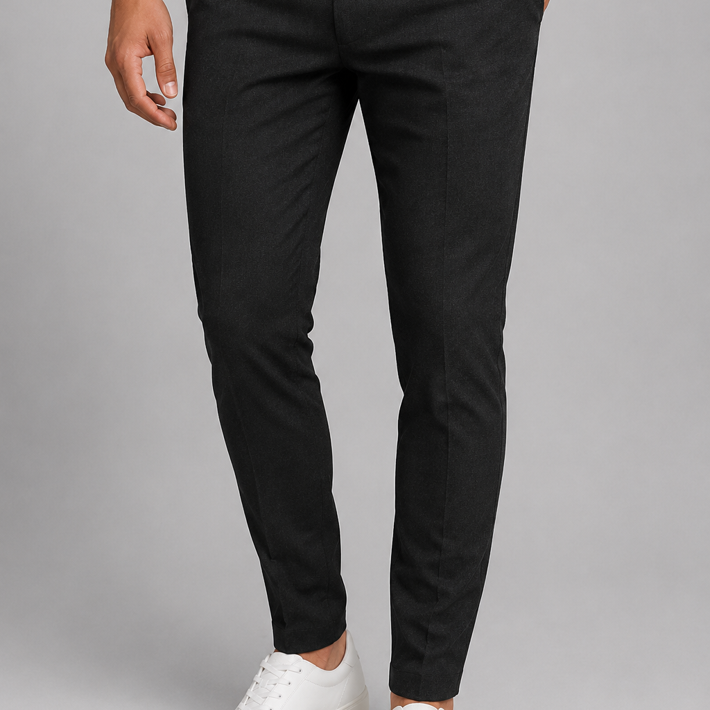 Spodnie Wizytowe Slim Fit – Zwężane Nogawki Średni Stan Do Biura i Spotkań