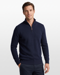 Sweter Męski z Dzianiny – Kołnierz na Stójce, Zamek 1/4, Styl Business Casual