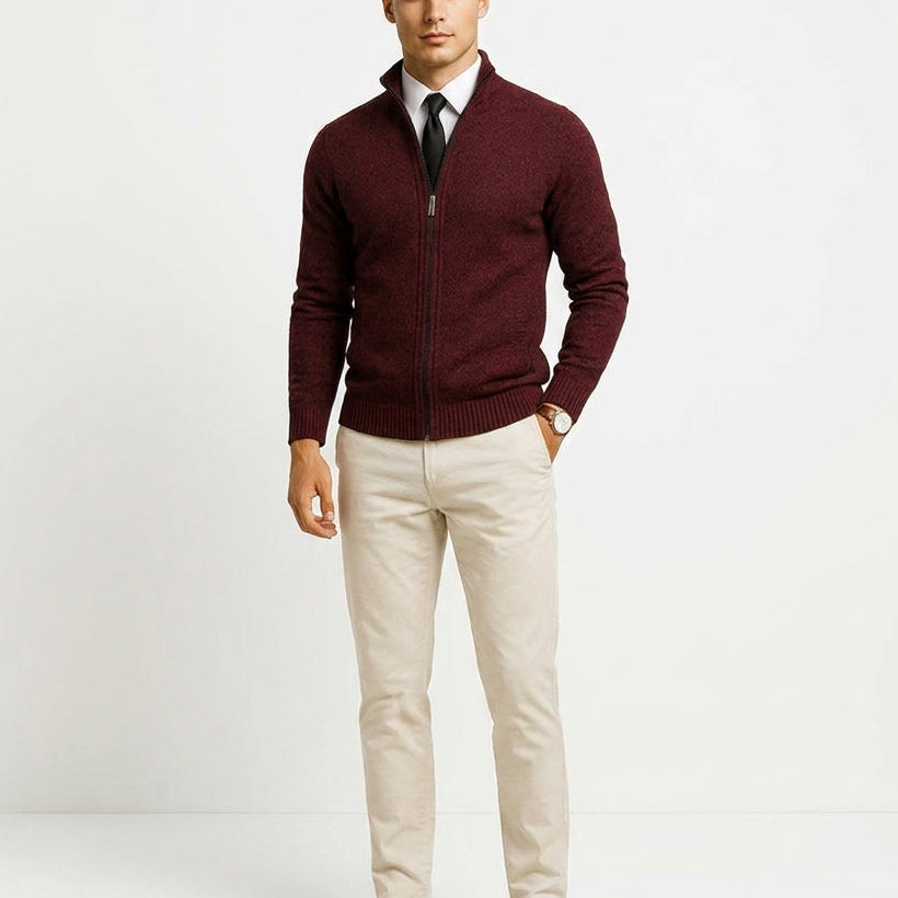 Sweter Męski z Wełny Merino – Dopasowany Krój, Minimalistyczny Fason, Do Pracy