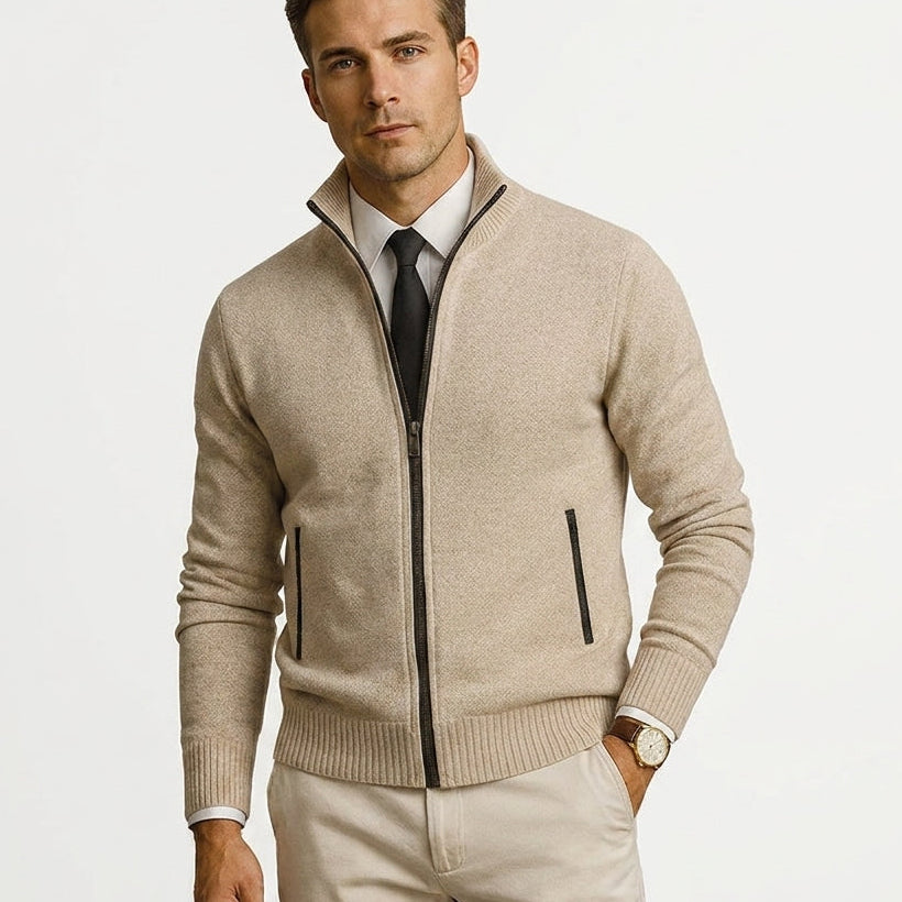 Sweter Męski z Wełny Merino – Dopasowany Krój, Minimalistyczny Fason, Do Pracy