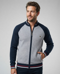 Sweter męski – dzianinowy patchwork, dopasowany krój, na jesień i zimę